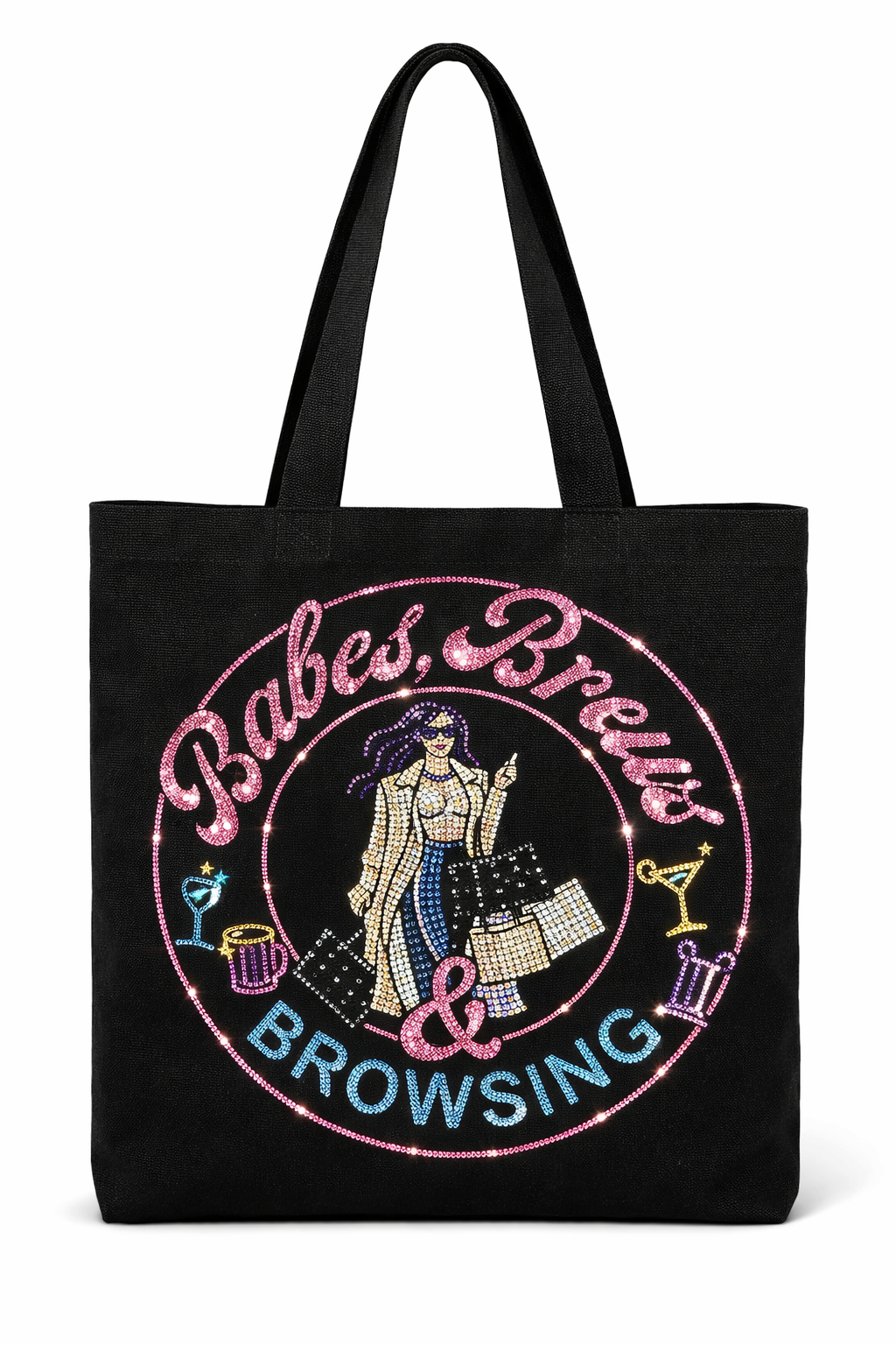 Rhinestone Babes Brews and Browsing Shopping Bag  Fundraiser