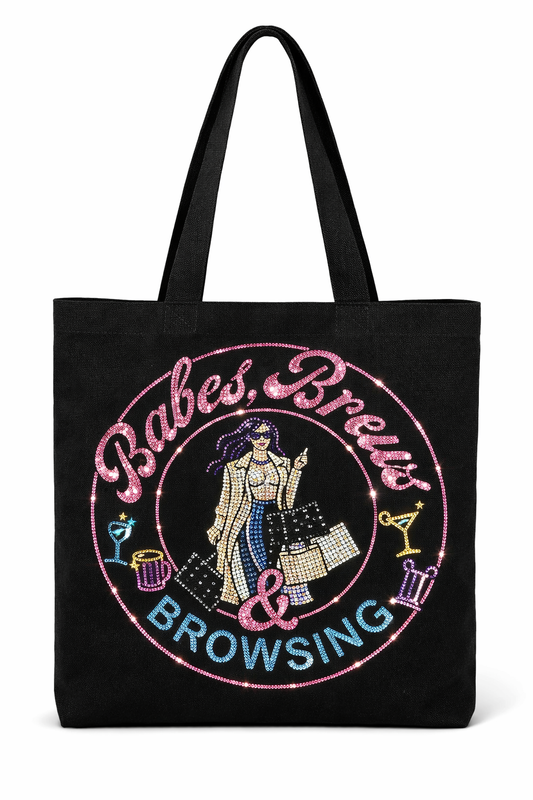 Rhinestone Babes Brews and Browsing Shopping Bag  Fundraiser